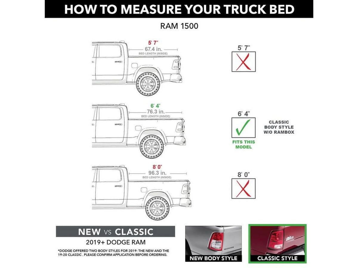 (76.3") with Revolver Compatible Cover 2018, 2500/3500 | 4" 2019 2021 Hard - 1500, 6' X4s Bed by Truck Classic - Dodge BAK | Bed 80213 2010-21 Tonneau 2009 Ram Rolling RealTruck