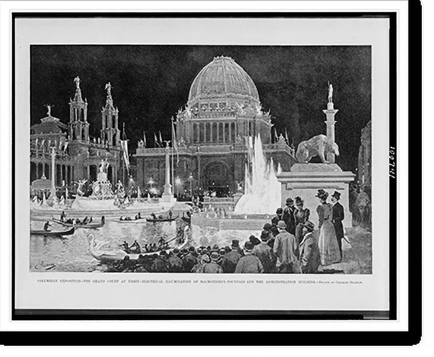 court night. Historic illumination grand the Columbian and at the Exposition. electrical administration Graham., building.drawn MacMonnies's x 17-7/8" by fountain Framed Print, 21-7/8" of Charles