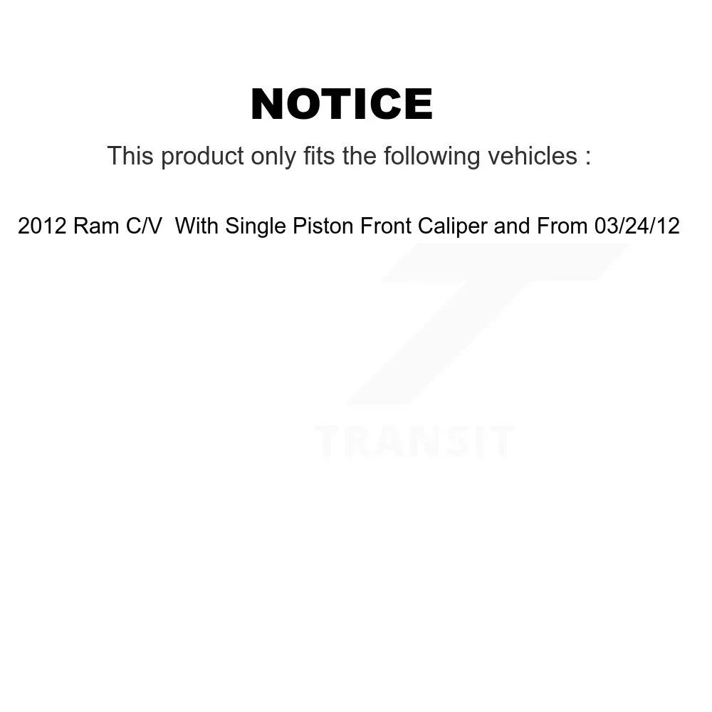 Disc Brake Caliper Slotted 2012 Coated Piston Rotors From Pads For Ram With 24 And Transit Auto C/V Kit KCD-100639T Ceramic Rear Front 12 03 Single Drilled