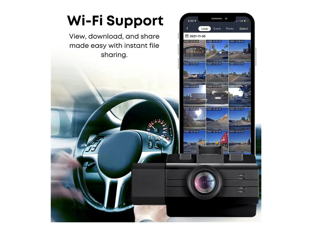 3-Channel Angle View Cabin Pro Scout - Edition View, Adesso G-Sensor Front Surveillance myGEKOgear View, Wide GOSP32G Dash - Rear Cam 2K with by