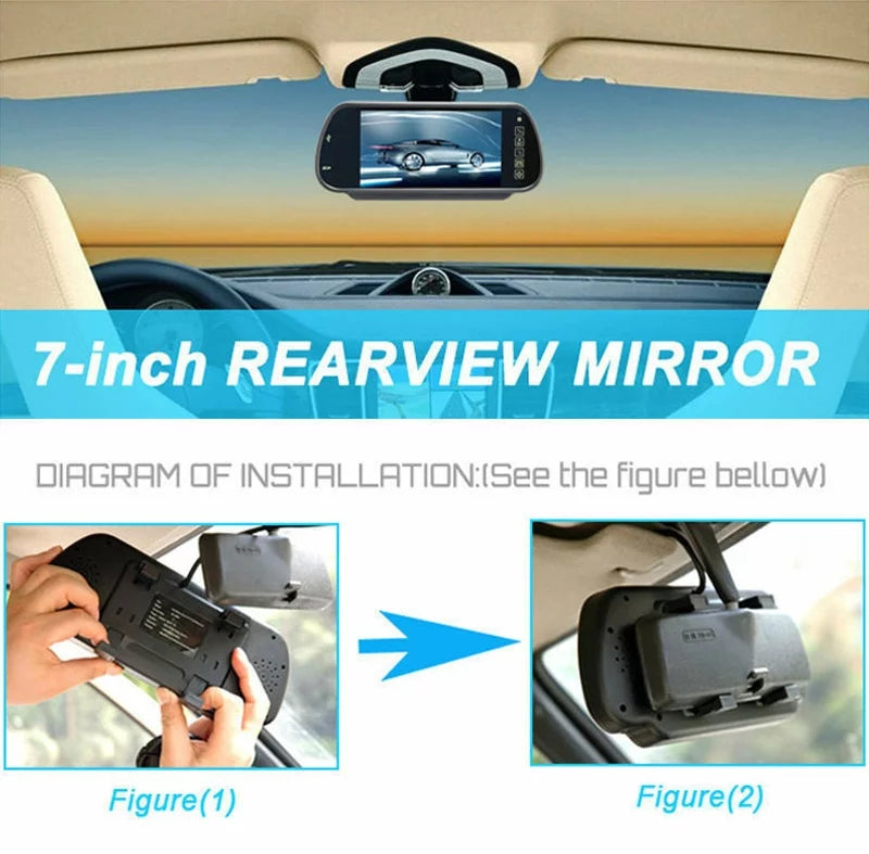 Rear Kit Monitor Rear IR Night Camera + View Car 7" View Mirror Wireless