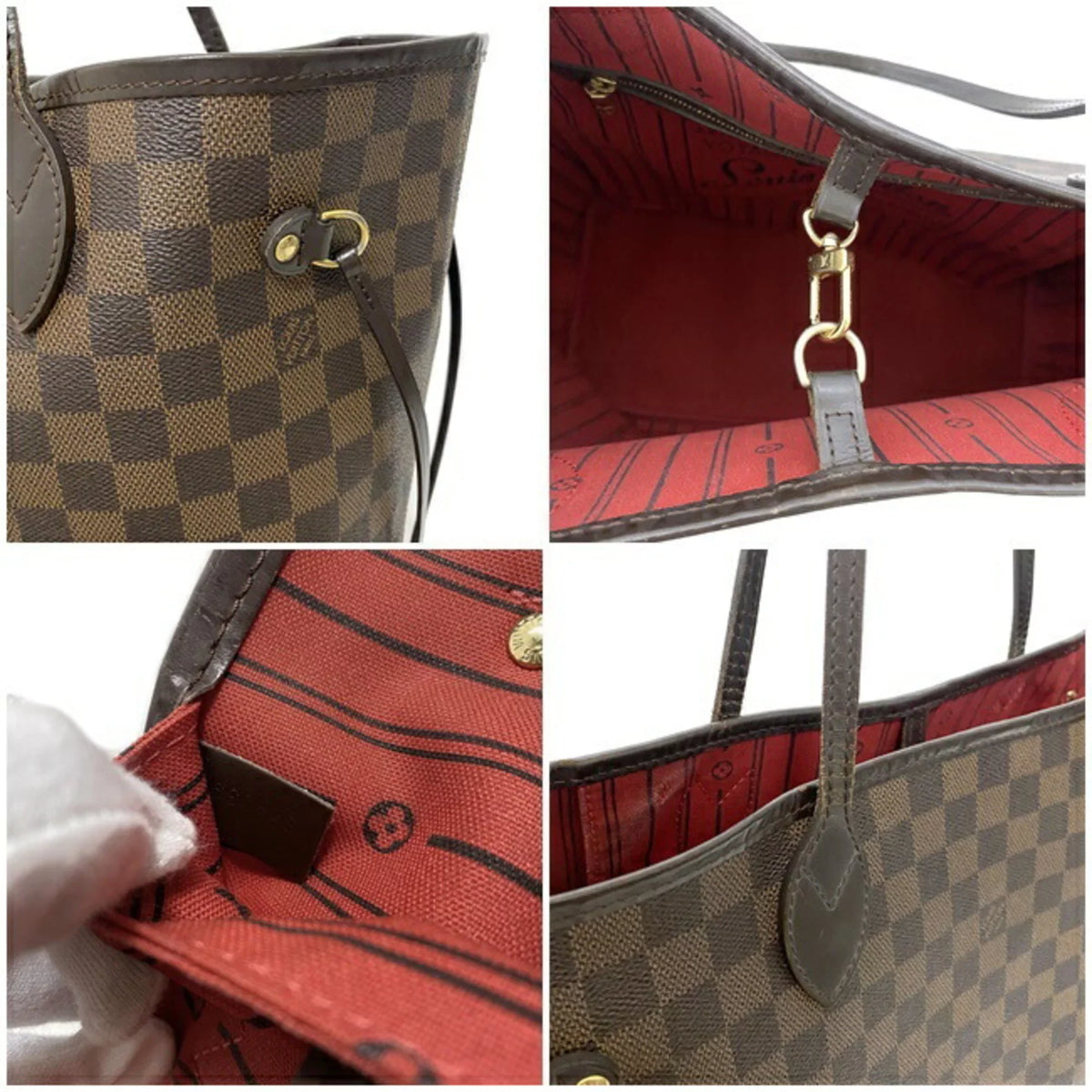 Pre-Owned SP4039 N51105 Bag Neverfull Brown (Fair) Tote MM Ebene Damier Ladies