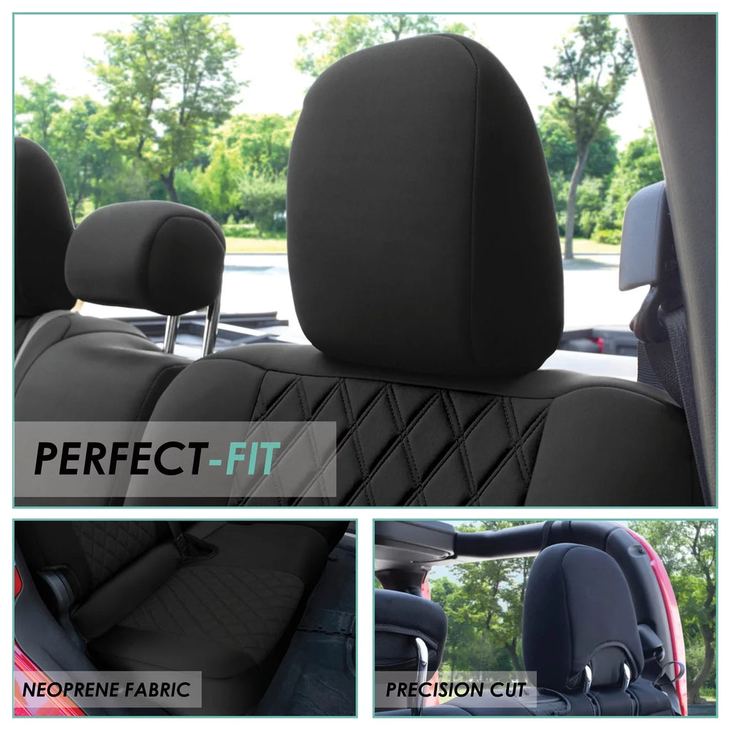 with Fit Seat Set Rear Group FH Freshener Air for Neoprene Car Custom Covers 2020-2024 Jeep Gladiator, Black