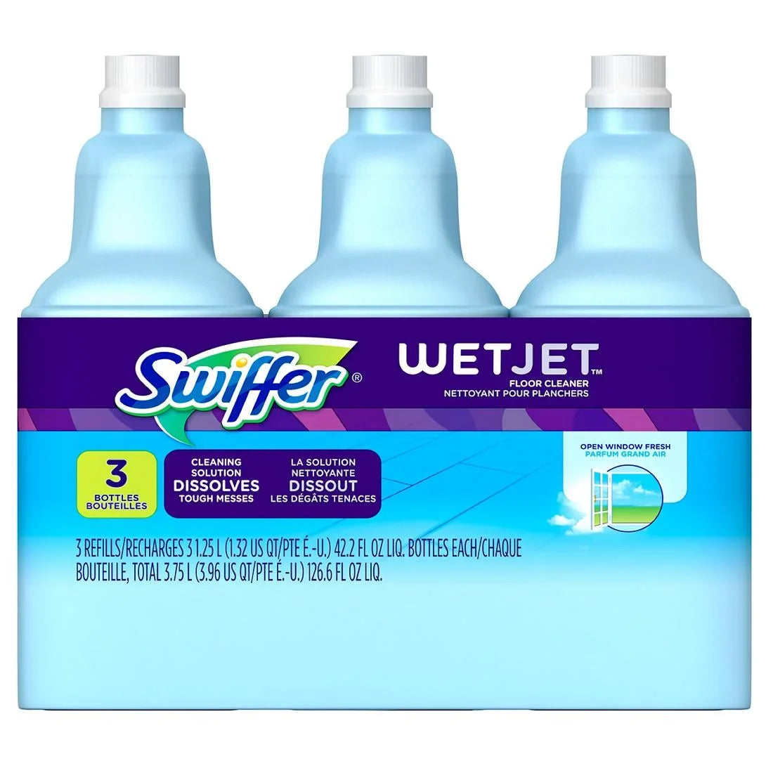 Cleaner Swiffer Scent Solution Refill, Multi-Purpose 3 Pk./1.25L Open WetJet Window Fresh Floor