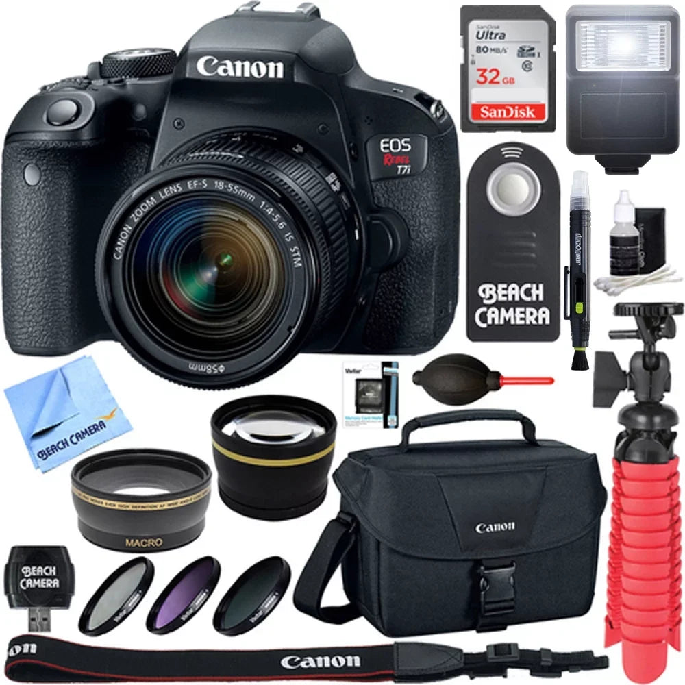 Memory 18-55mm Flash Lens EOS T7i/800D Rebel Kit with Canon & Camera DSLR