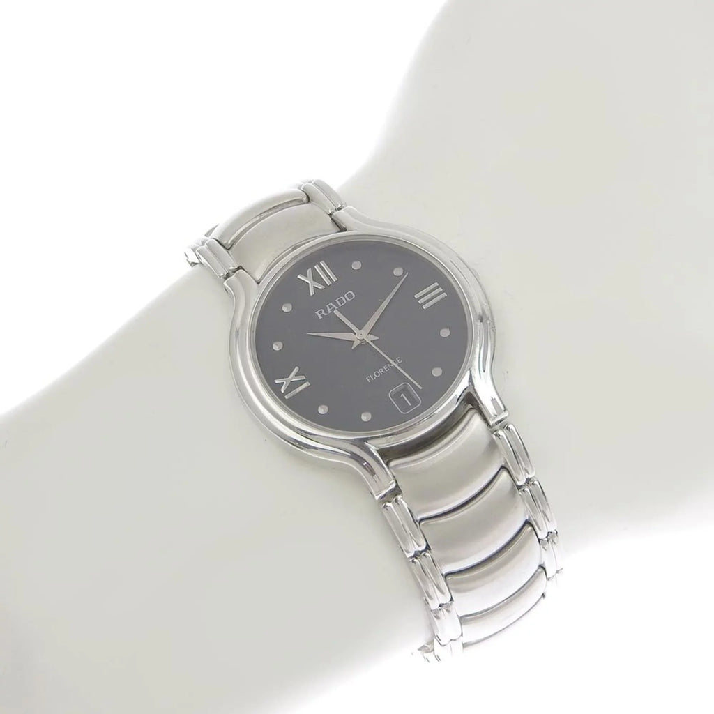 dial Rado black quartz (Good) men's 4 3777 Pre-Owned 115 battery Florence RADO watch