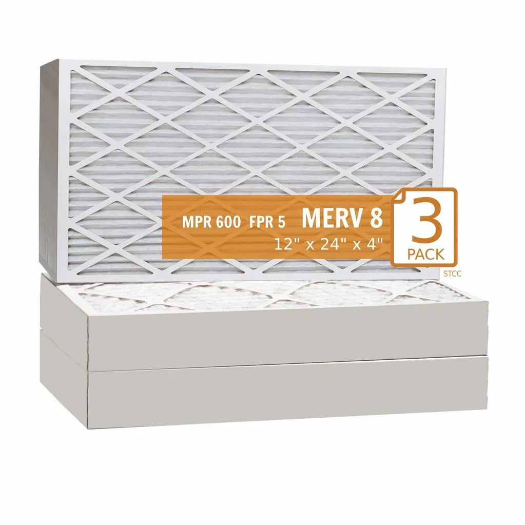 Air 8 Pleat 12x24x4 MERV - (3 Pack) Purolator Filter Key