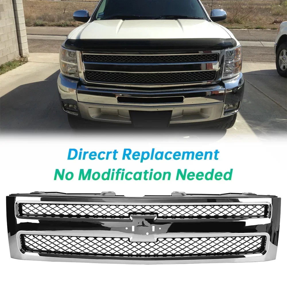 GM1200572 Front Grille 2012 2007 Chrome 2009 2008 25810707 Kojem 2010 Truck Grill Chevrolet 2011 1500 Pickup Bumper Silverado 2013 for Mesh