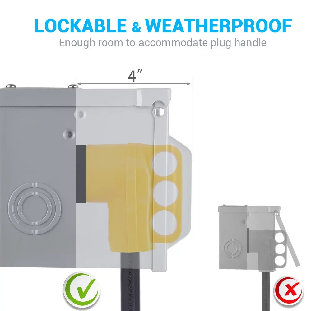 for RV MICTUNING Camper Lockable RV Outlet Amp RV Box Trailer Motorhome Travel Power 14-50R Electrical NEMA Weatherproof exterior 125/250V, Panel Power Receptacle Gray 50 Box Enclosed Plug,