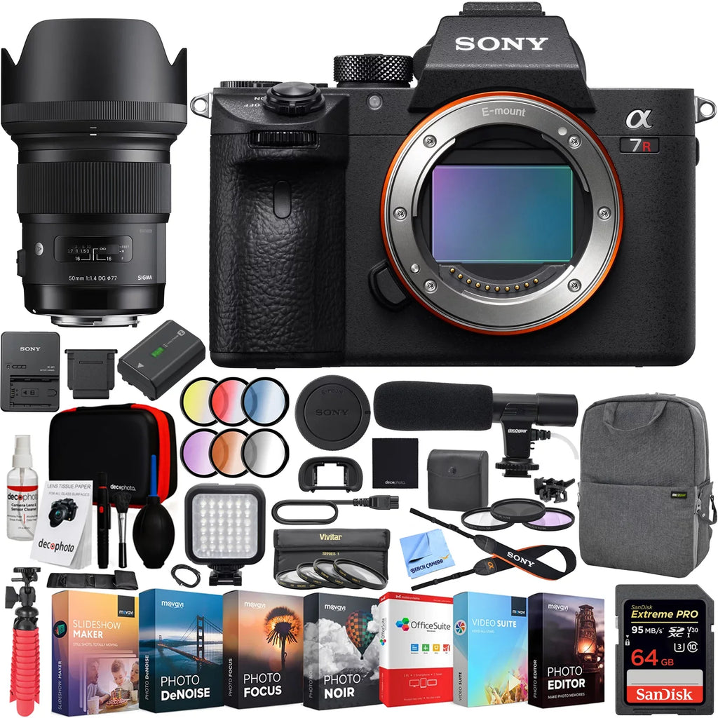 F1.4 50mm E-mount (ILCE7RM3/B) a7R ART Kit Gear Backpack Lens Camera Deco Sigma with Mirrorless Suite and 42.4MP Microphone Bundle Full-frame Editing Body Lens Interchangeable DG III HSM