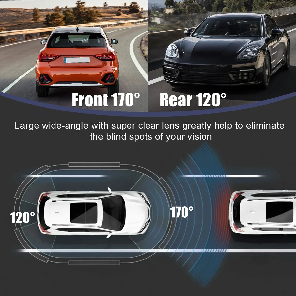 170° FHD Front Cam Camera - Screen LCD Blue) Wide Driving Touch Angle, Dash Rear Inch DVR 4 Recorder and 1080P (Sky Car G-Sensor,