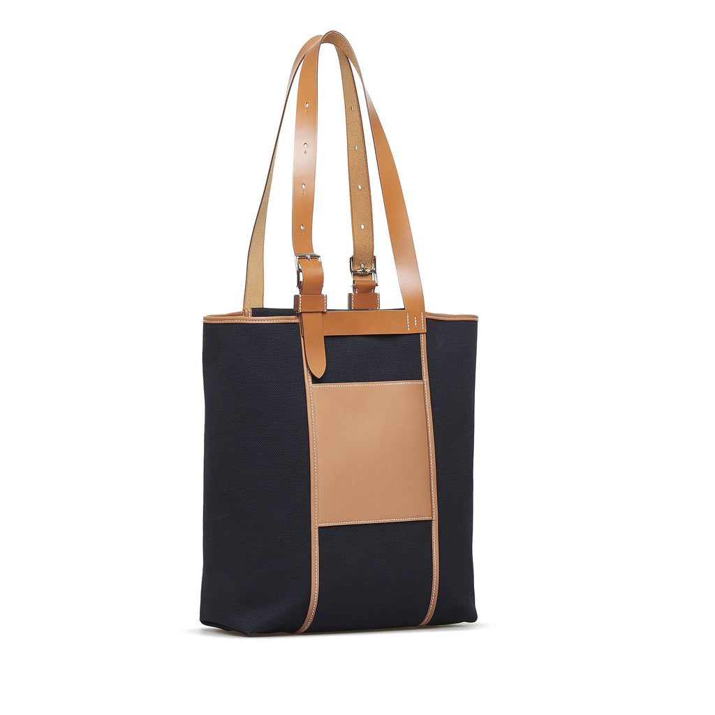 Fabric Canvas Pre-Owned Etriviere Unisex Black Hermès Goeland Pocket (Good) Toile 27 Tote Authenticated Bag