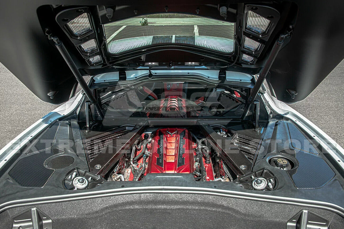 Factory C8 Tape-On design For Bay GM FIBER 5 2020-Present Panel Overlay Trim Accents Cover Pcs Corvette Engine Replacement CARBON