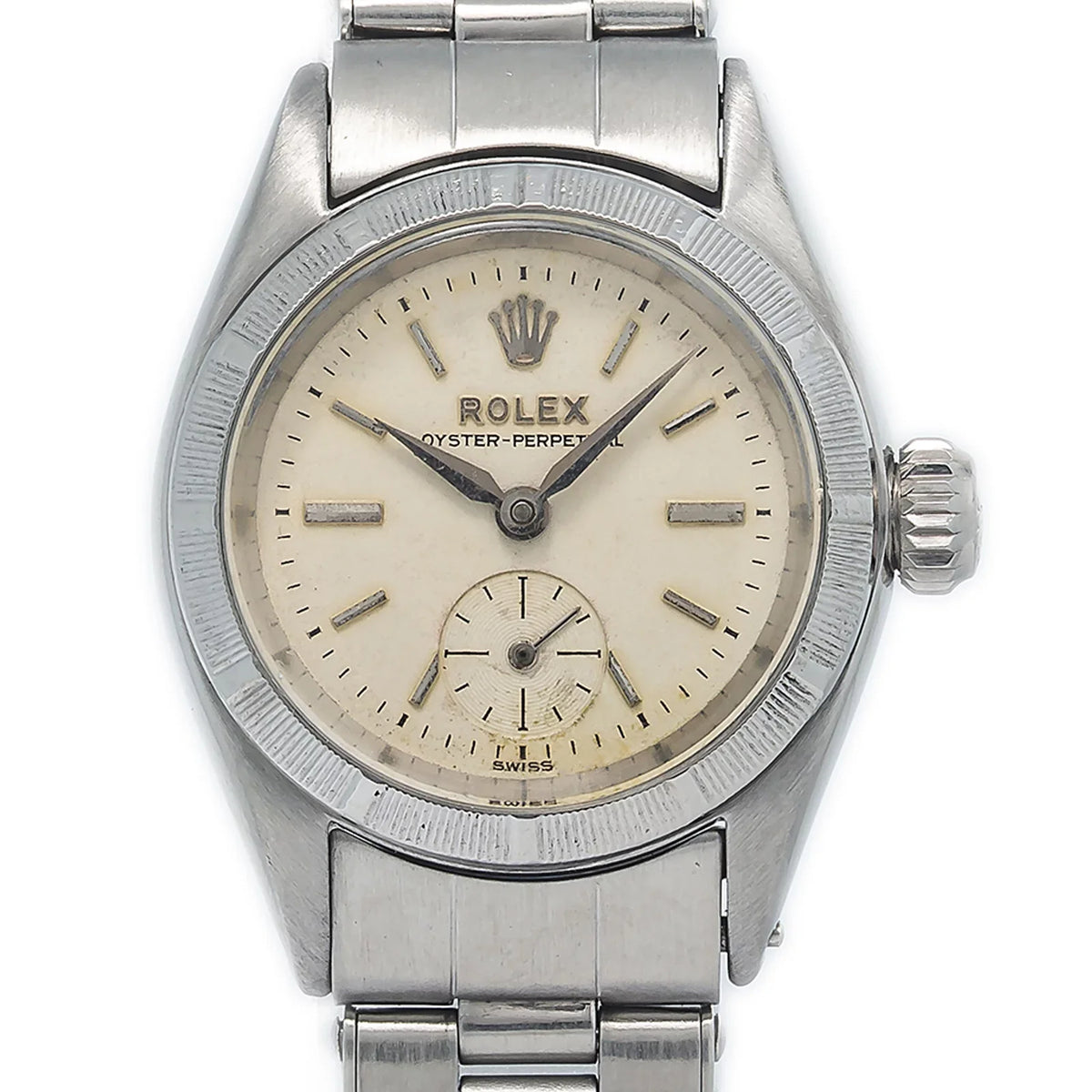 RARE Perpetual Silver 6505 Oyster 24MM Ladies vintage Rivet Dial Stainless