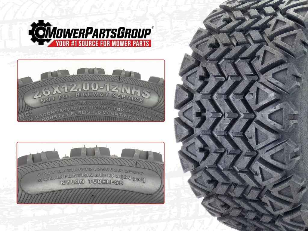 Ply All 26x12.00-12 350 (2) Terrain 6 Tires Mag