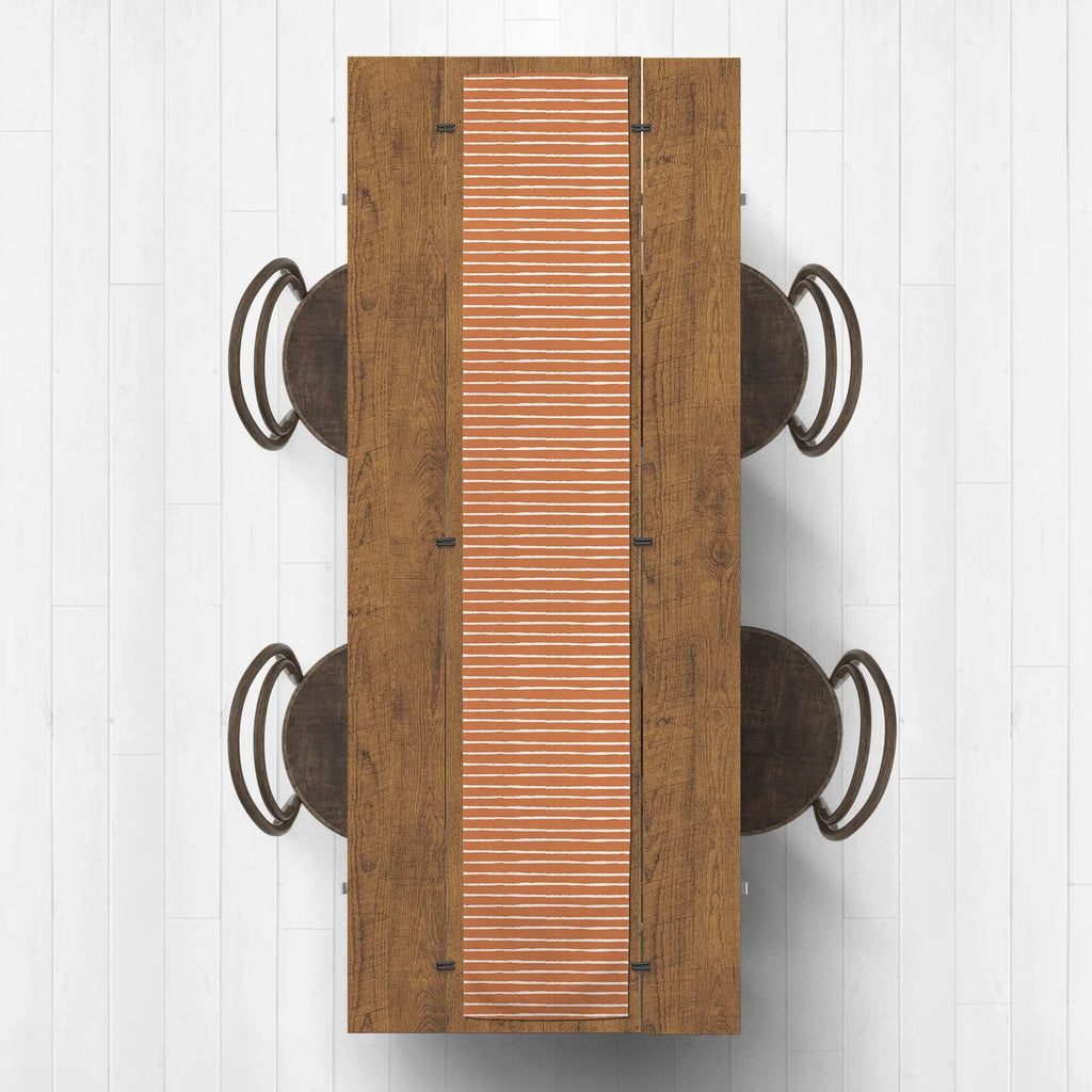 Sketch Poly Products Creative Table Runner Orange Stripes Twill 16x90