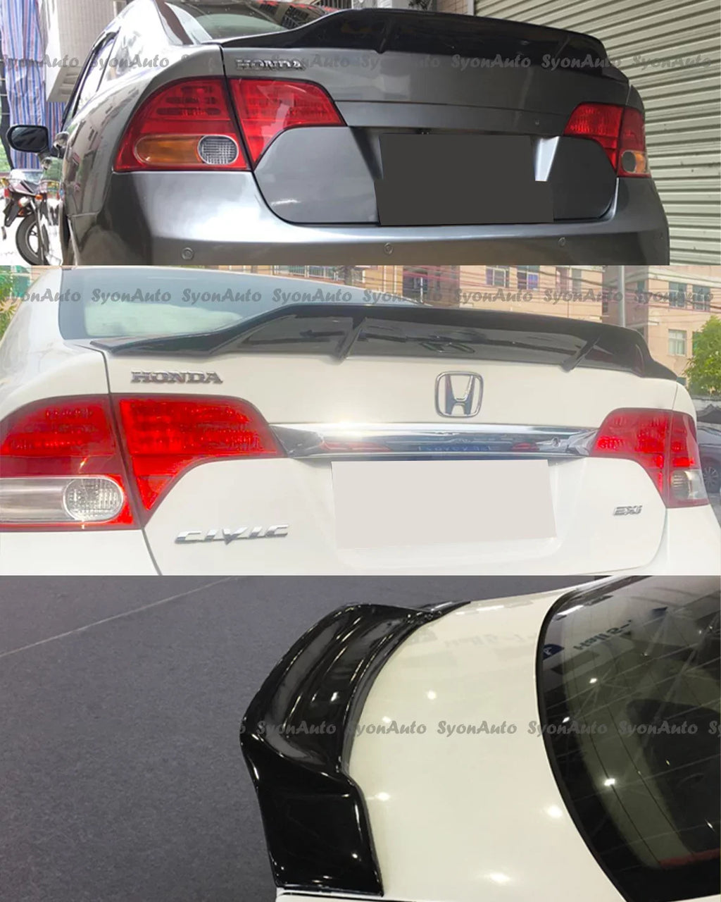 WING SEDAN design TRUNK GLOSSY RS HIGHKICK BLACK 2006-2011 SPOILER HONDA CIVIC FITS