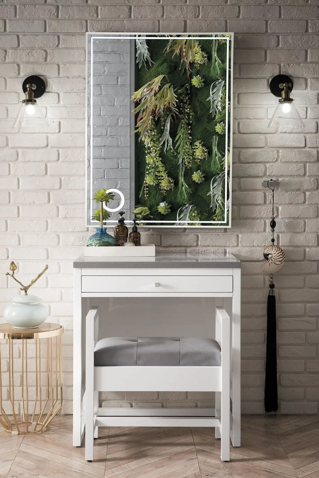 Athens Unit 30 Furniture Martin in. CM Quartz 3 White Expo Glossy Countertop Grey with James Top,