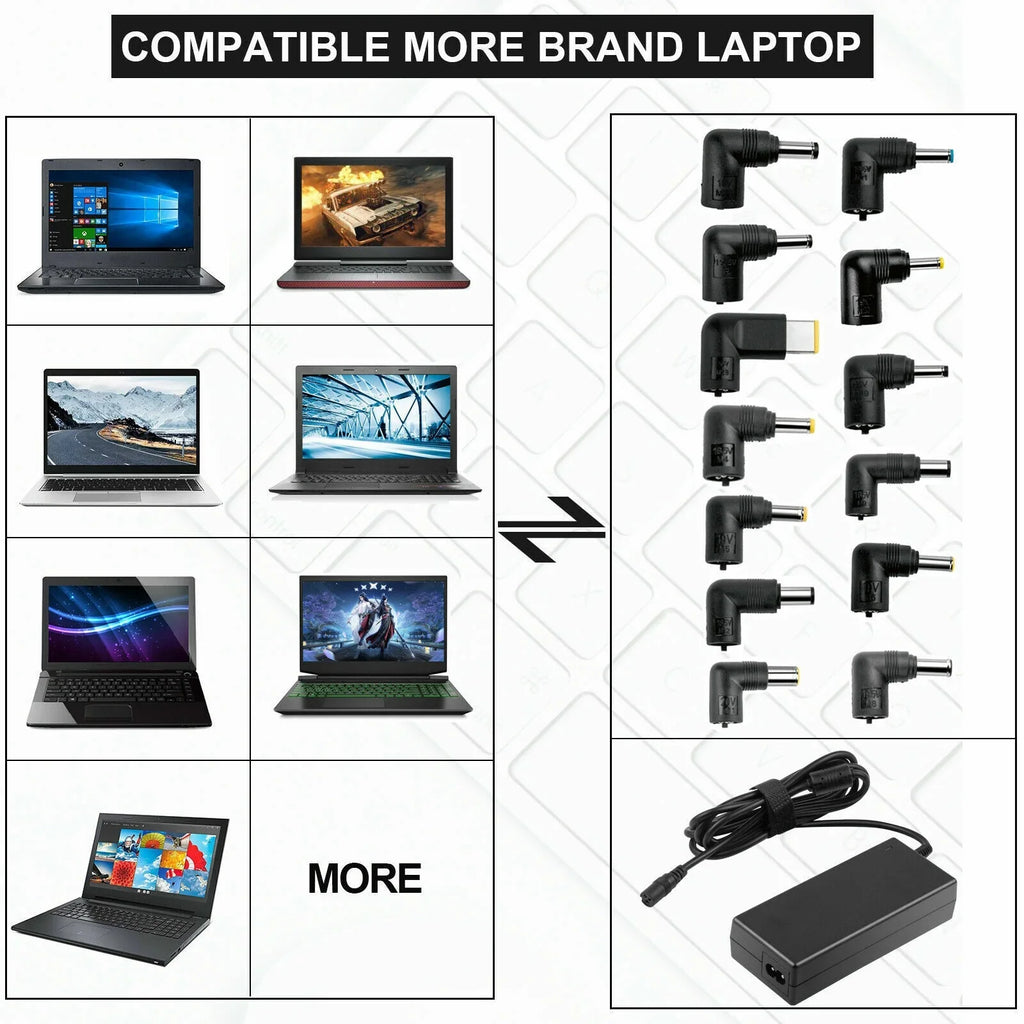 '+ Adapter Laptop For Tips HP 40W/45W/65W/90W Lenovo Charger Asus 13 Acer AC