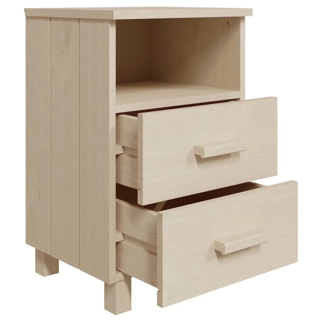 HAMAR Bedside Brown Solid Pine Wood Cabinet 15.7"x13.8"x24.4" Htovila Honey