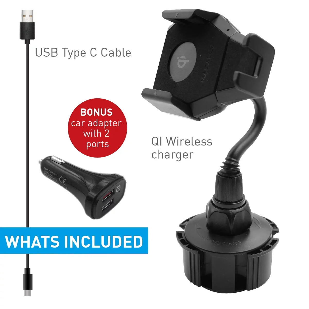 iPhone Mount 14 X Galaxy Plus, Charger S23 mini Pro 5G, S22 with for Wireless Max Note Qi Macally SE 13 Wide Tablets Ultra Holder 8 10.5" Plus Cup Car Smartphone