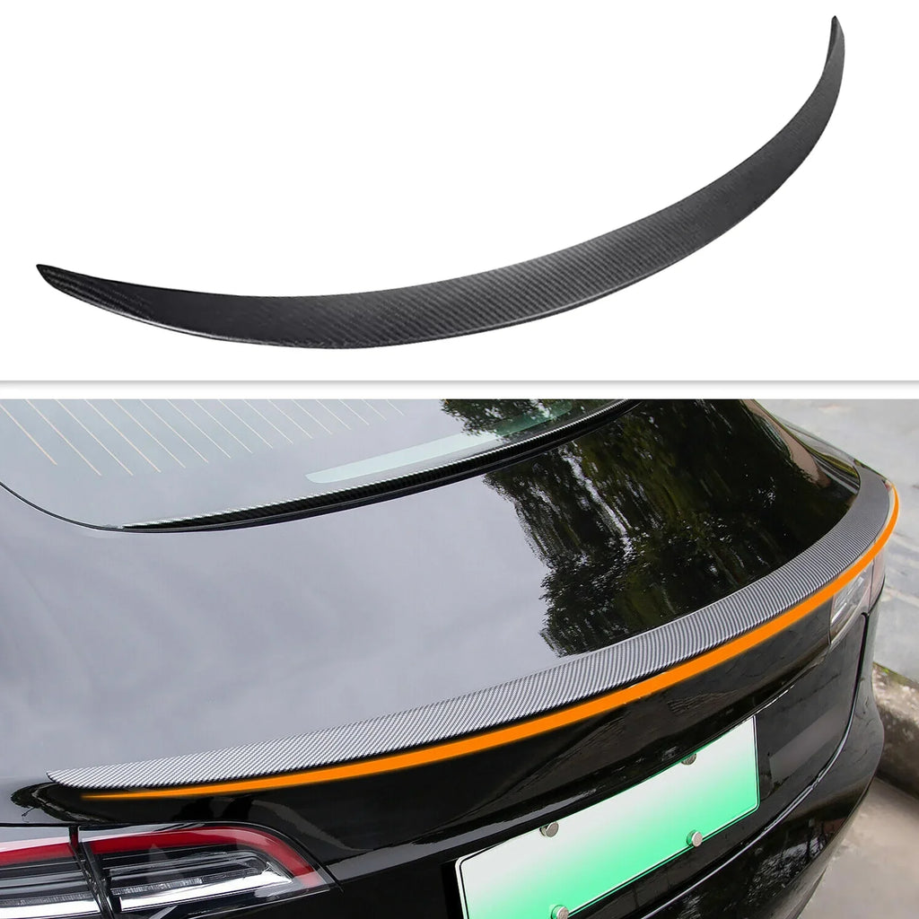 Lip - Fiber) Model Trunk Wing 2023 Carbon 3 2017 For Spoiler Tesla Rear (Matte