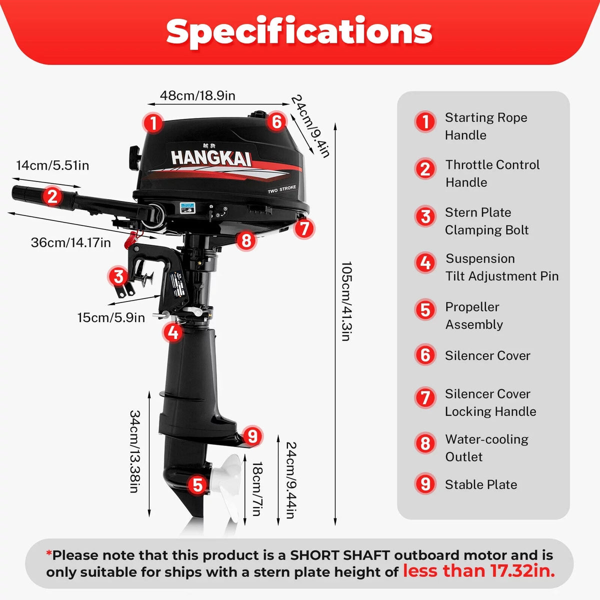 Cooling Hp liquid Motor Engine Outboard 2-Stroke Boat Motor Fishing System Inflatable CNCEST 6