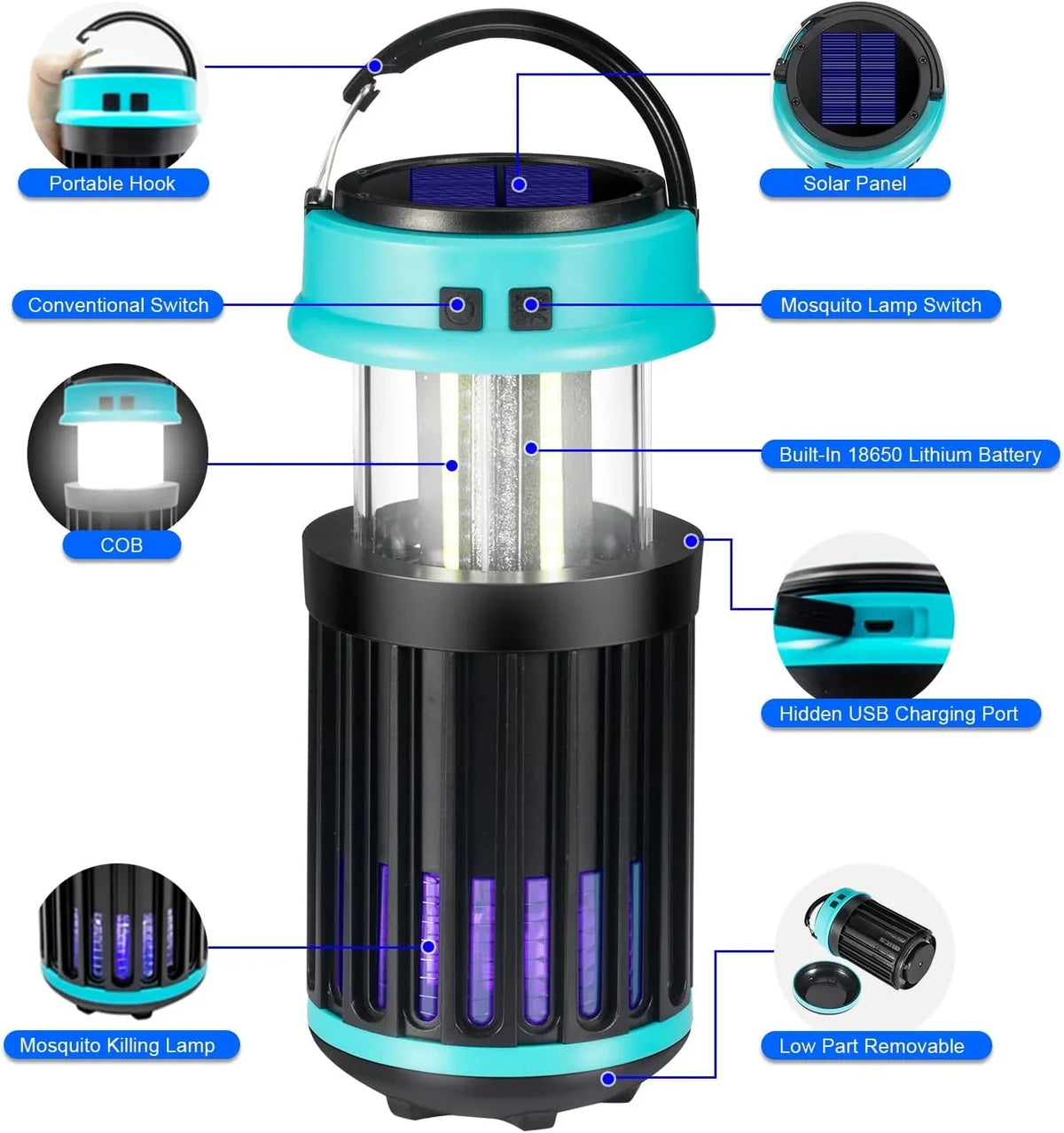 Solar exterior G·PEH Indoor Trap 3 in Zapper Camping Mosquito 1 Bug Emergency exterior with Zapper Home, Rechargeable Backyard, Zapper Waterproof, Home, Bug for Bug for Zapper, Fly Light