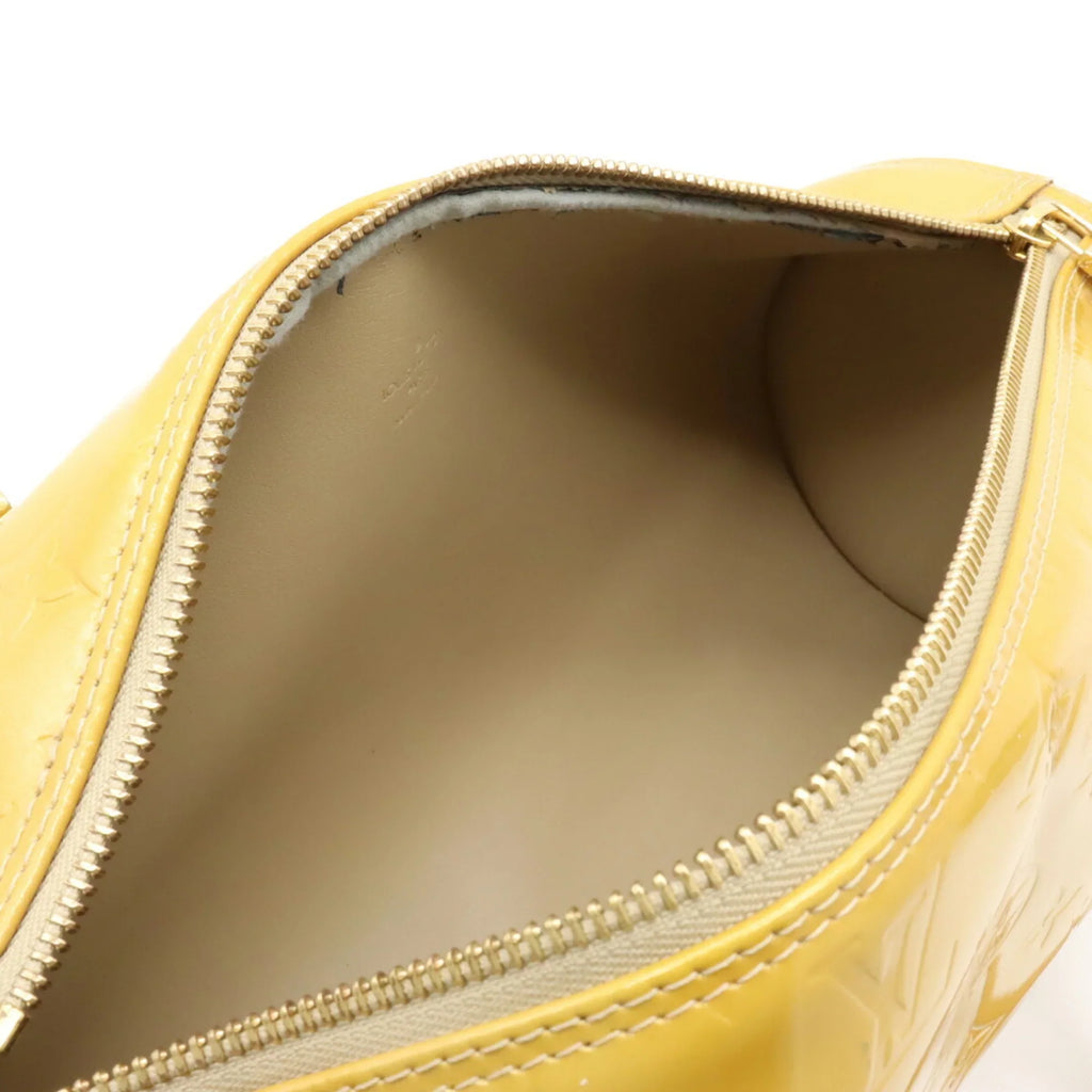 Beige M91006 Vernis (Fair) Pre-Owned Bedford Enamel Monogram Leather Handbag Yellow