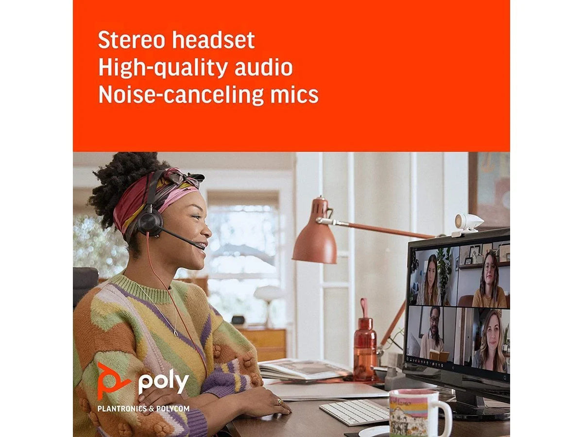 Headset Conferencing & Wired Polycom) Video - Audio Certified P5 Teams 3325 Camera - with - Studio USB-A Poly HD Kit Zoom (Plantronics & Stereo Headset + Webcam Blackwire Professional for 1080p
