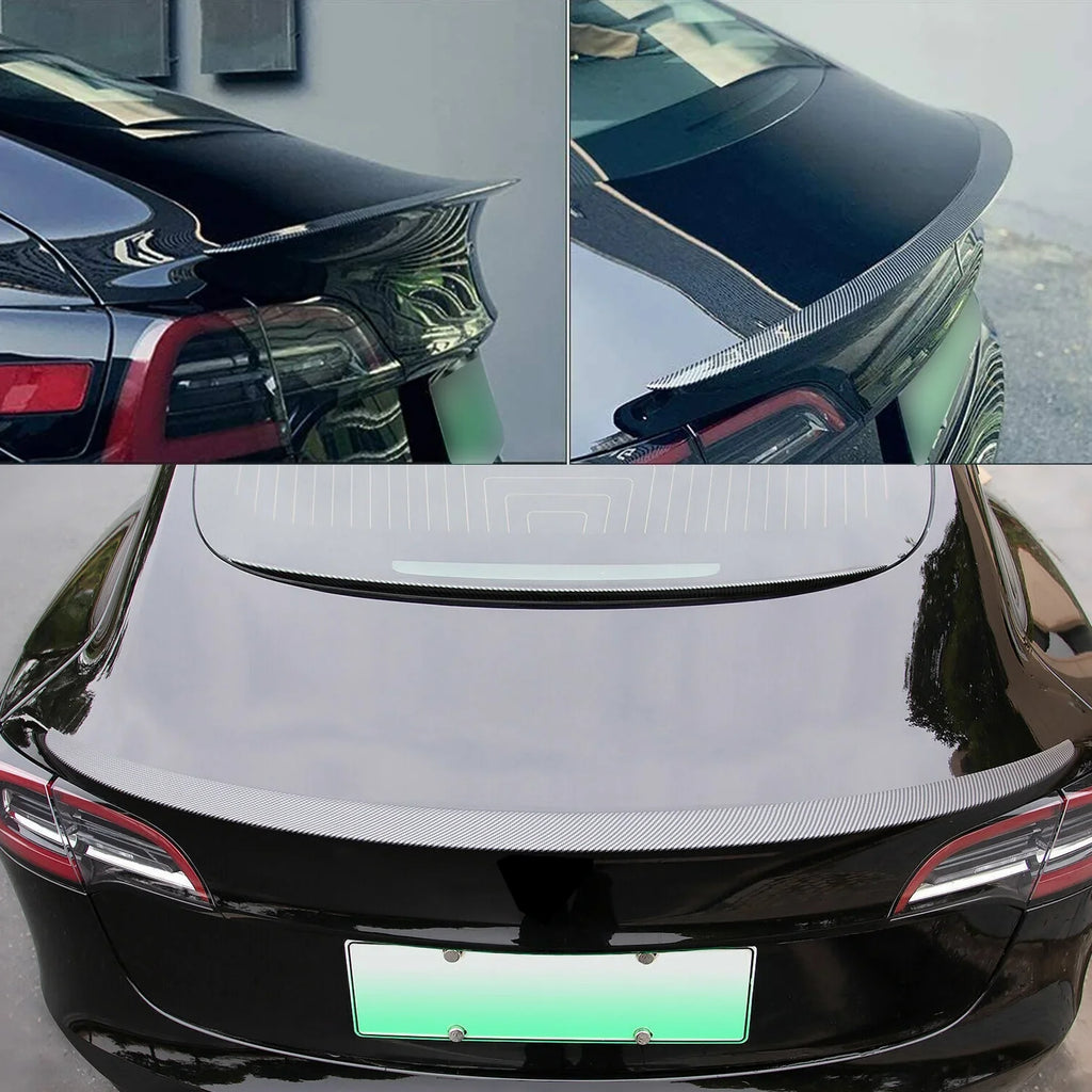 Lip - Fiber) Model Trunk Wing 2023 Carbon 3 2017 For Spoiler Tesla Rear (Matte