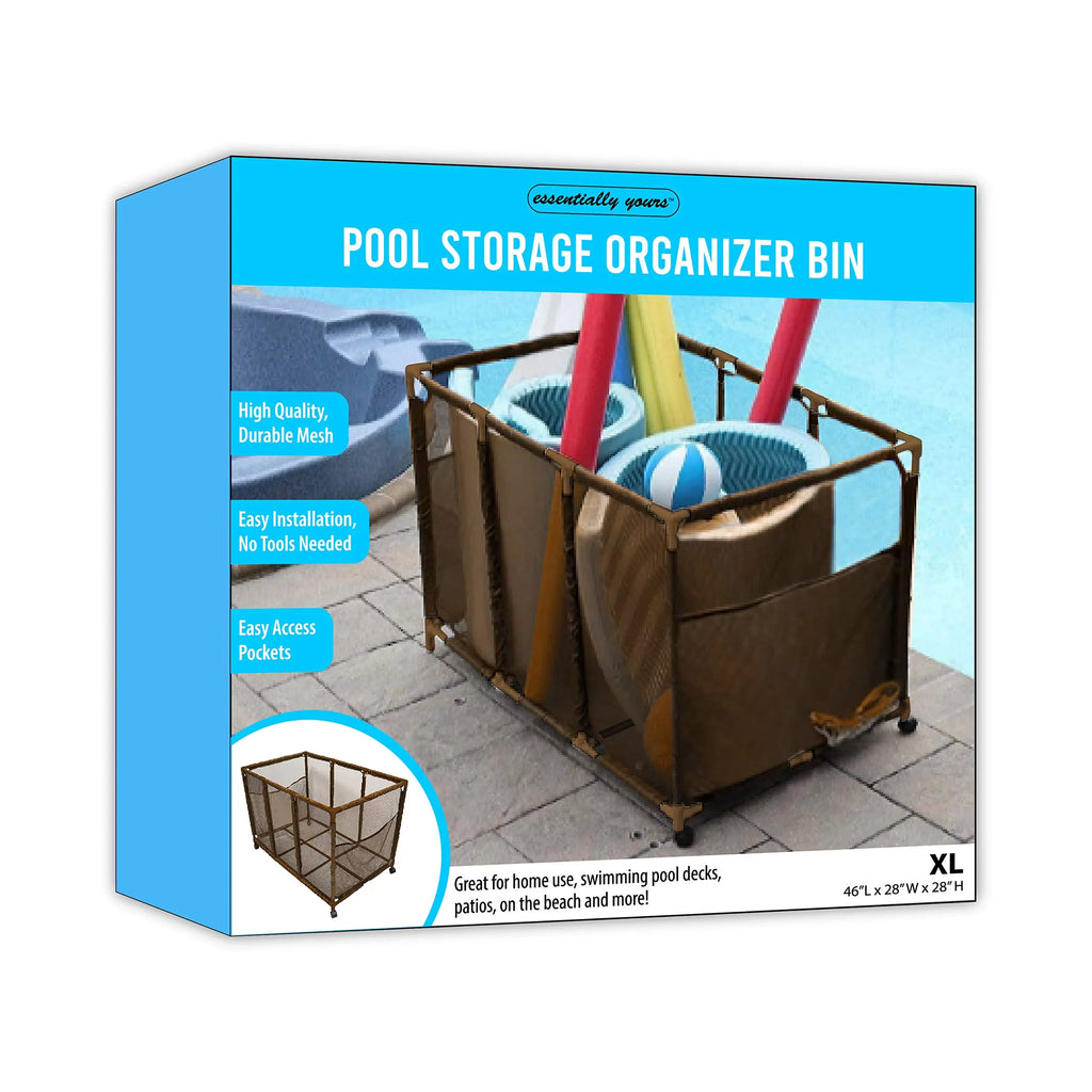 Noodles Organizer Rolling design Toys, W Holder, Bin, Brown (43" x Height, Large, Storage and Yours Equipment L 28" x 25" H), Essentially Mesh Pool Balls, 563009 Floats Kids