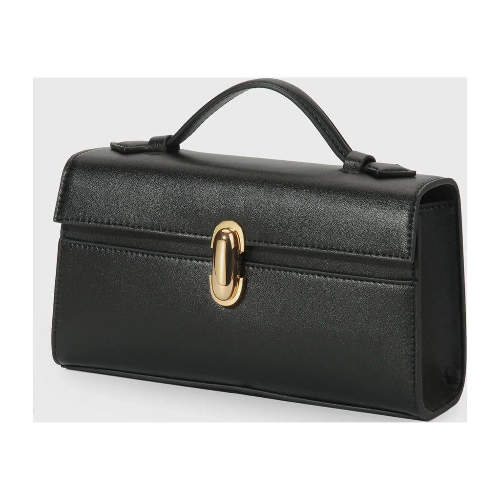 Partner for Women Black Qi Top Handbags in Pochette Leather Handle Bags The Symmetry