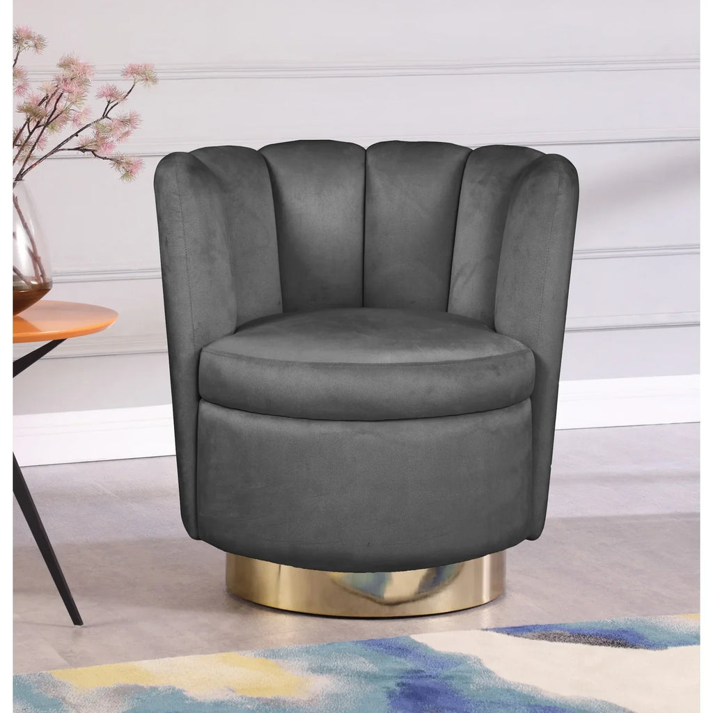 W Homestock x x 31-inch Upholstered Serenity Durable Steel 27-inch H Velvet 30-inch Chair with Base, D Gold Swivel Accent Seaside