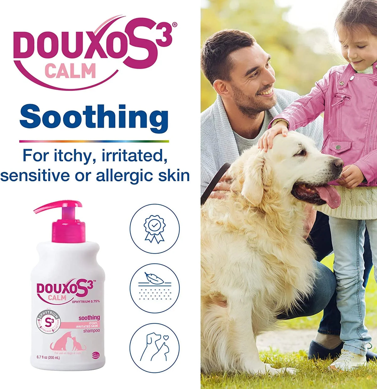 Dogs Calm Shampoo and Itchy Skin For S3 6.7 Douxo - (200 oz Cats mL) Allergic, with