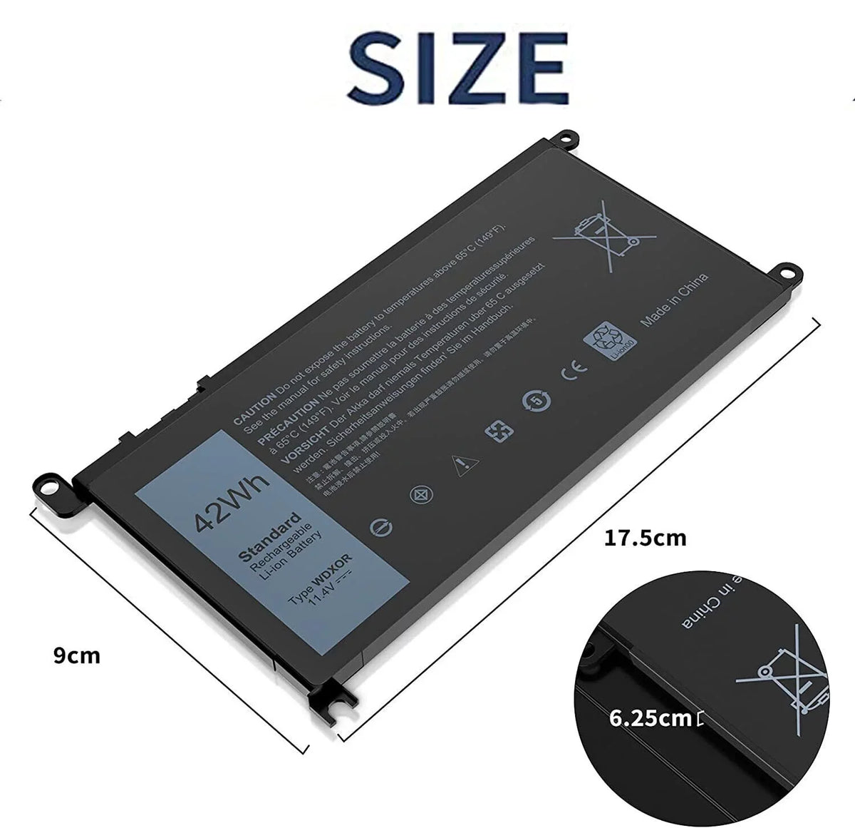 P69G Inspiron WDX0R 13 P75F Battery 5368 5567 5568 7368 7569 For WDXOR 15