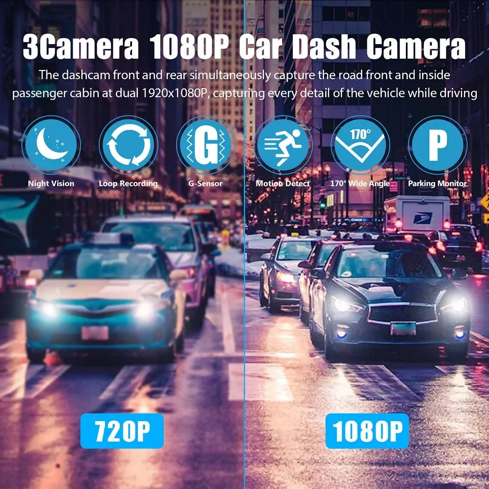 1080P Cam Dual Rear New HD Camera Front Lens G Dash Recorder Inside Car sensor Video
