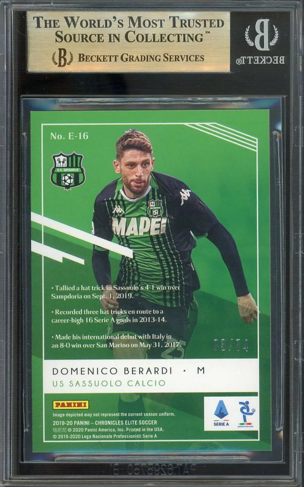 BGS RC Elite #E16 Chronicles Berardi Panini 9.5 Aspirations 2019-20 03/74 Domenico