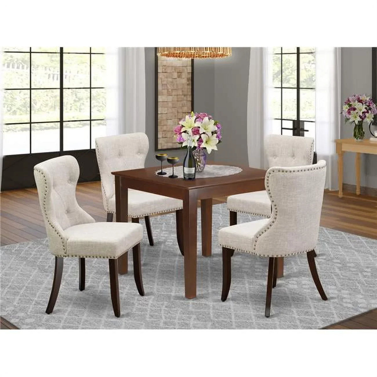 & Set Set - of Mahogany Doeskin, Oxford Table Kitchen 4