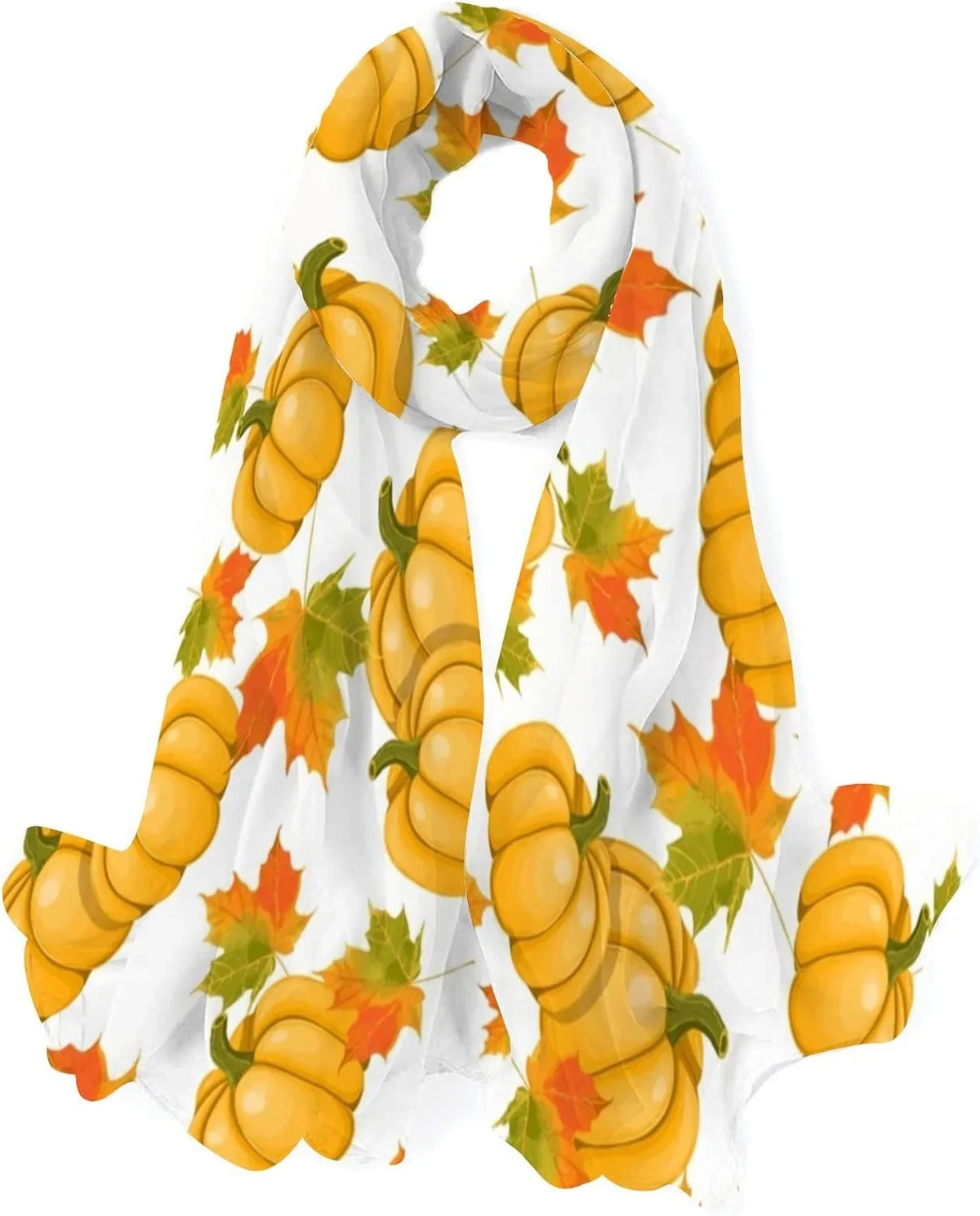 Scarf Wrap Leaves Shawl Lightweight for Long Pumpkins Scarves Women Girls Hyjoy Maple Silk Neck