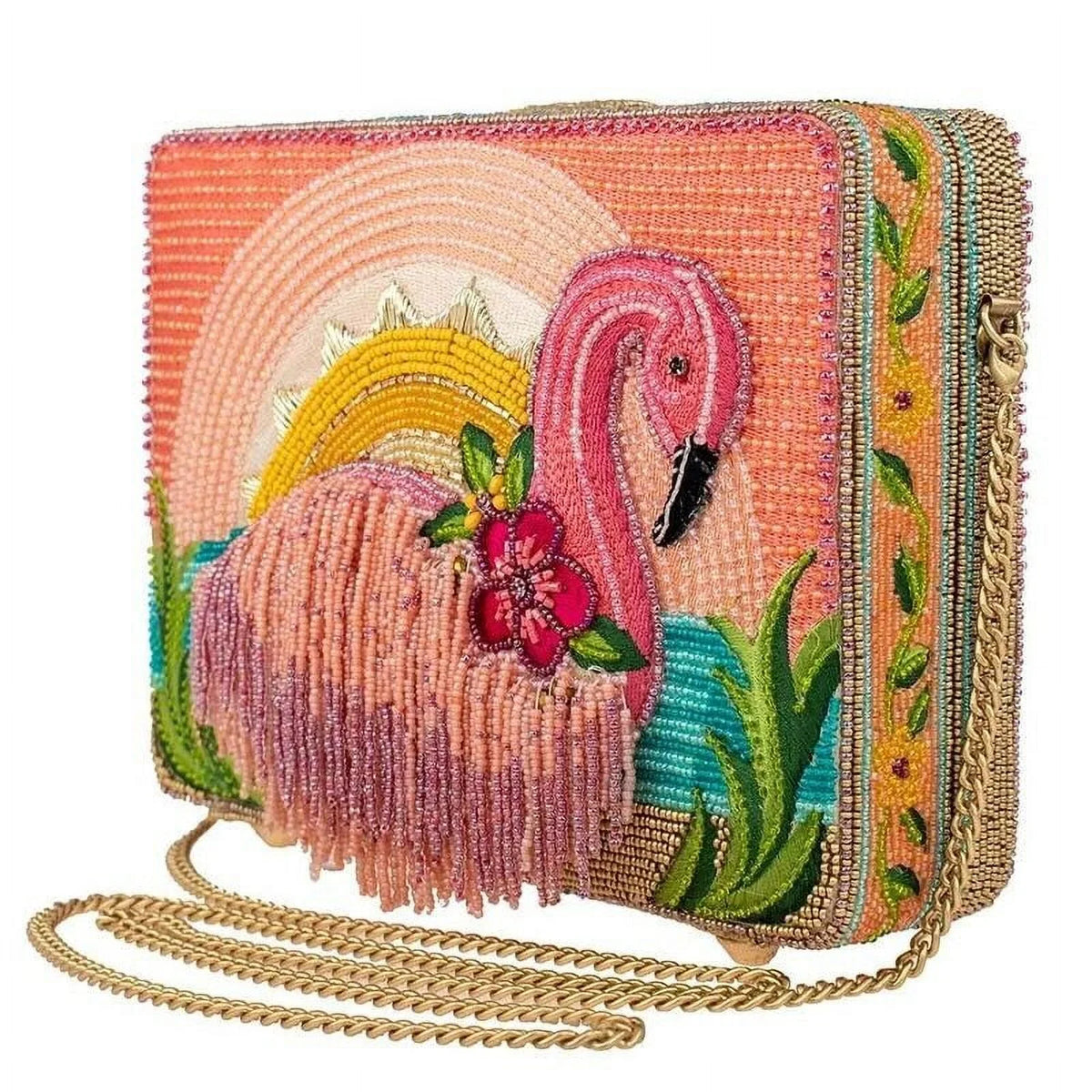 Multi Crossbody Pink Tropics Beaded Flamingo New Bag Mary Frances Handbag