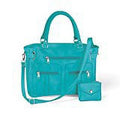 Microfiber Women's Teal Pocket Zippered Handbag, 6