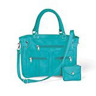 Microfiber Women's Teal Pocket Zippered Handbag, 6