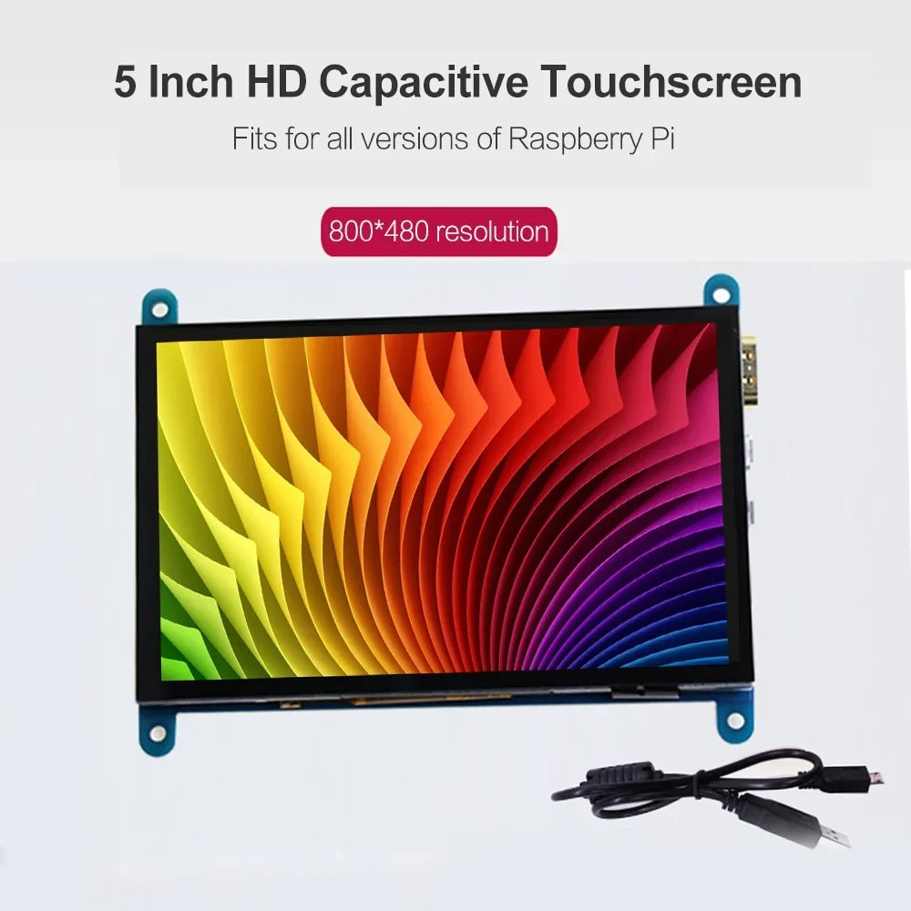 moobody Display Small USB Raspberry 5 Inch with Compatible Capacitive Interface Resolution 800*480 Portable Pi with Tool Touchscreen