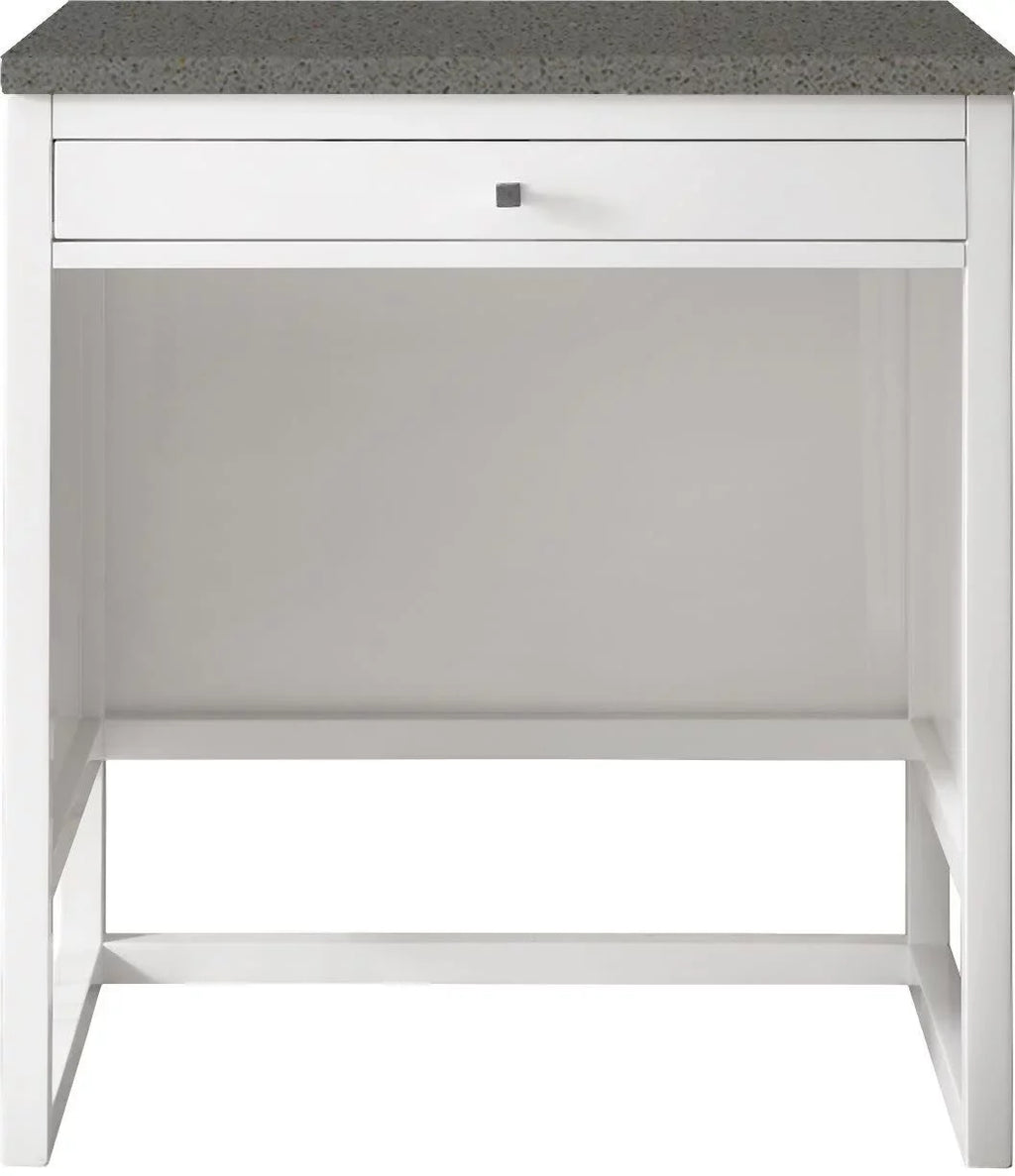 Athens Unit 30 Furniture Martin in. CM Quartz 3 White Expo Glossy Countertop Grey with James Top,