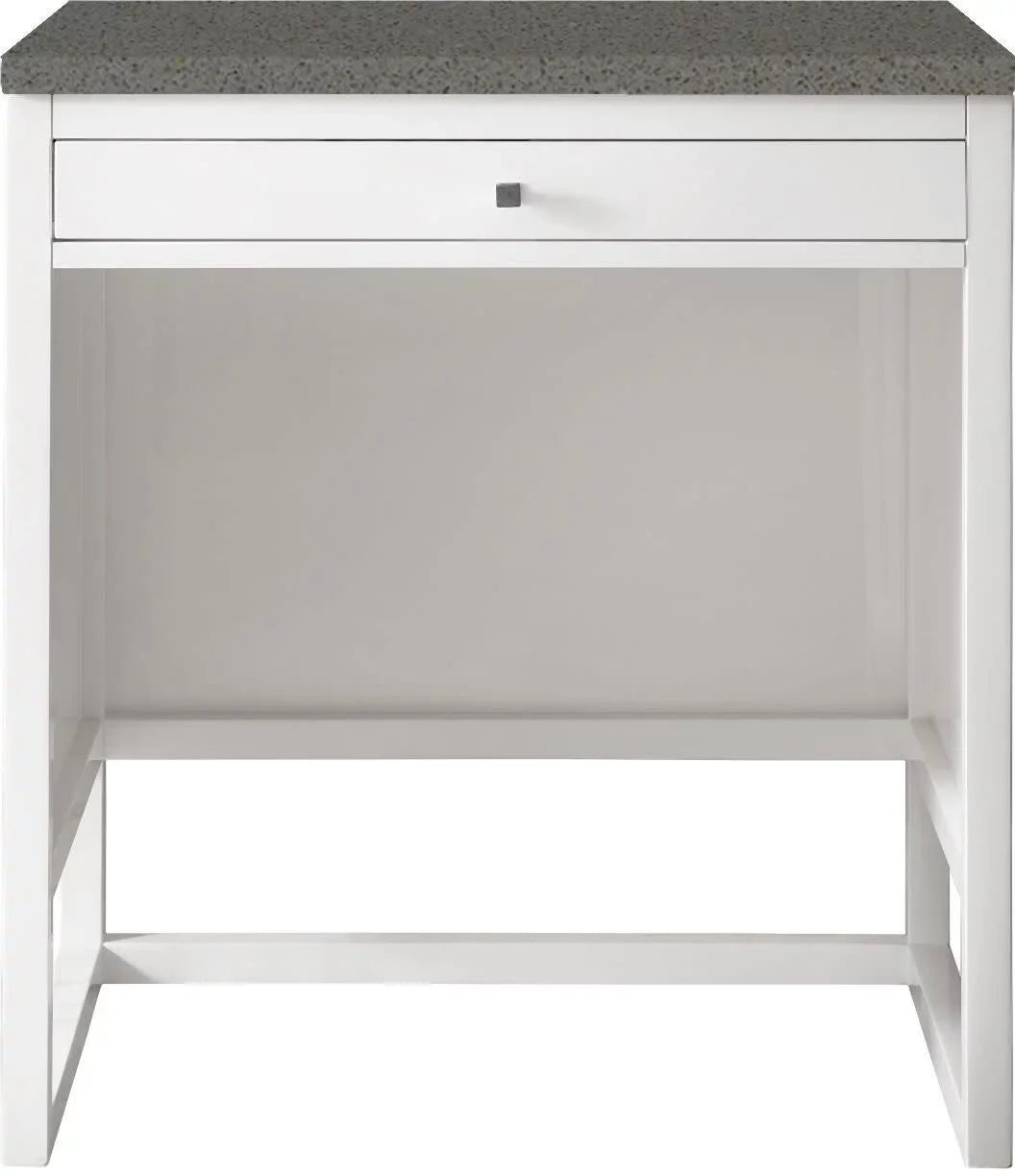 Athens Unit 30 Furniture Martin in. CM Quartz 3 White Expo Glossy Countertop Grey with James Top,
