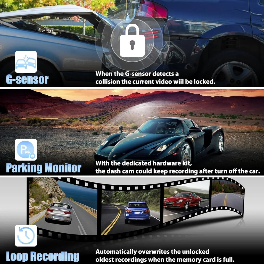 Vision,Parking Cam Night for View Rear Dual View Front 1080P Dash Mirror Mirror Rear and Cars,4.5" Cameras,Super