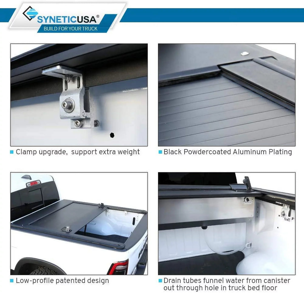 5'7" 1500 Syneticusa Low Bars Fits Waterproof Black Road Cover 2019-2022 Off Tonneau Aluminum Profile with Hard (67.4”) Cross Ram Retractable Matte Bed