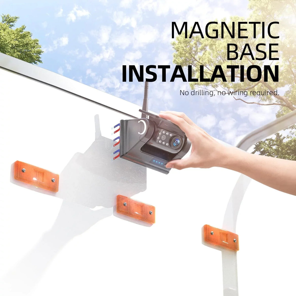 Waterproof Monitor X5 Wireless Backup Magnetic 5'' Drilling No HD Min Camera Installation DIY eRapta 1 1080P Solar