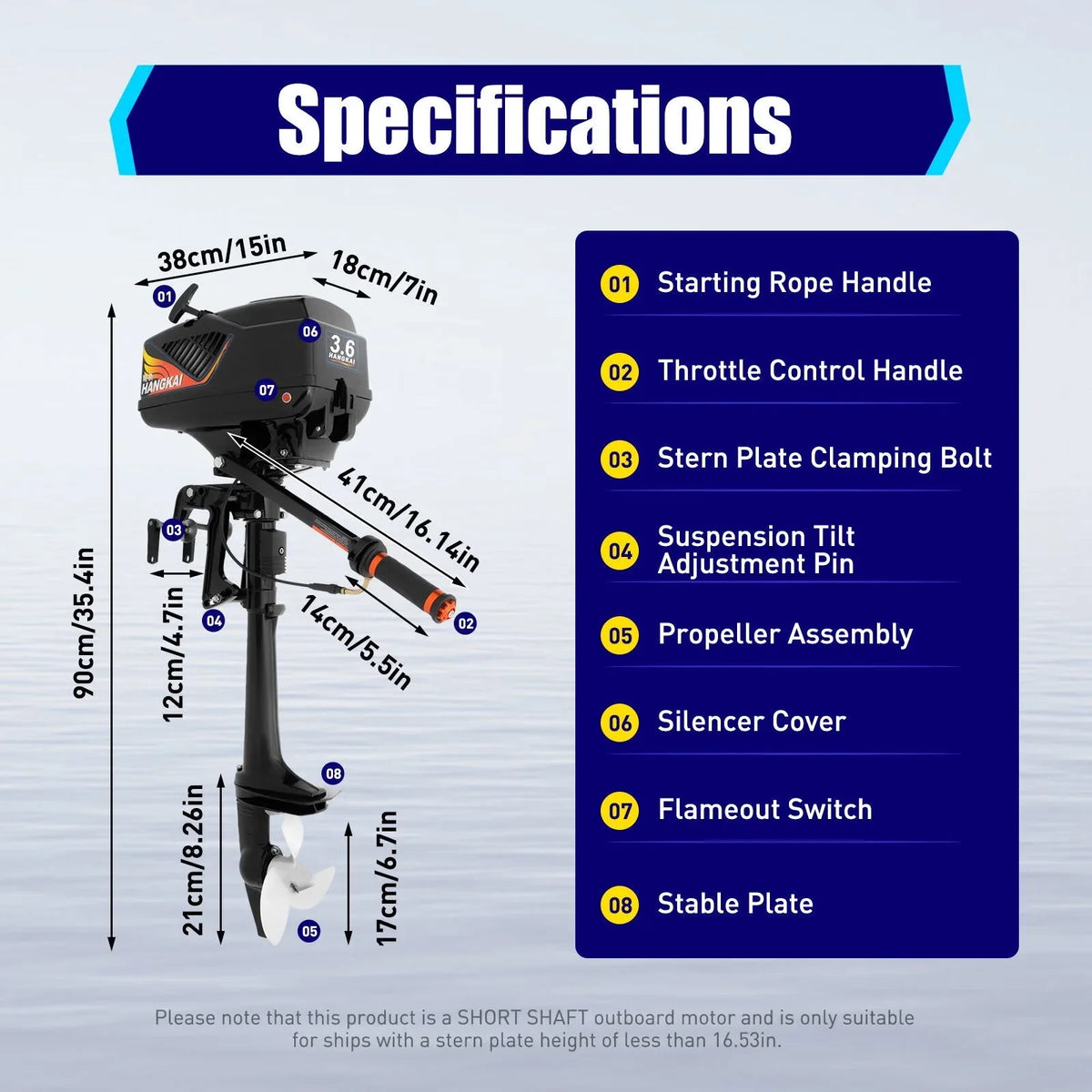 Boat Motor for Aquaculture Stroke 2 Engine Fishing Outboard WUZSTAR Motor,Trolling Boat Adventure 3.6HP exterior